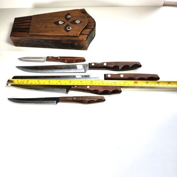 Wooden Wall Mounted Knife Holder with Knives Mid Century Imperial Vintage 60s - Picture 9 of 11